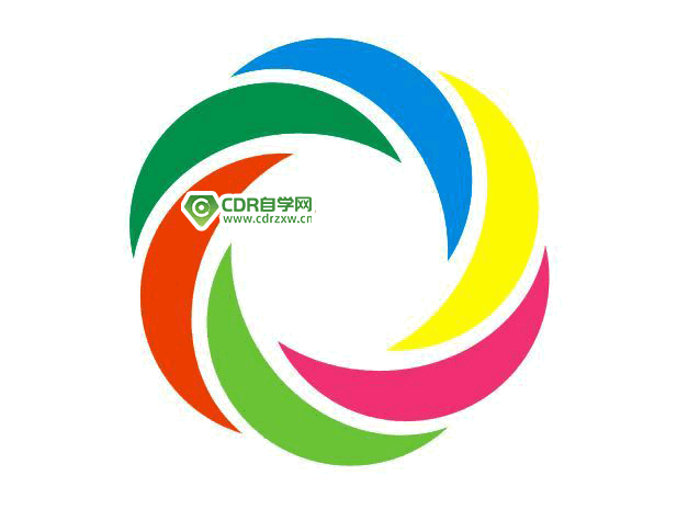 CDR绘制七彩圆形旋转花形矢量图标